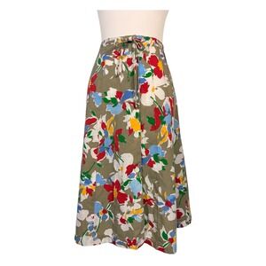 Vintage Floral A-Line Skirt 16 L Retro 80s 90s Cottagecore Preppy Classic Chic